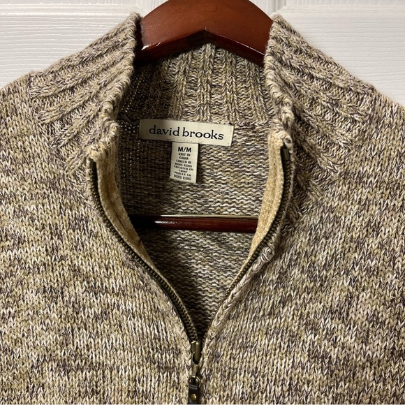 David Brooks Zip-Up Sweater in Beige Size Medium - Picture 4 of 10